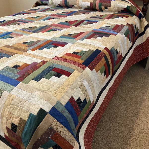 Queen Log Cabin Quilt Pattern Etsy