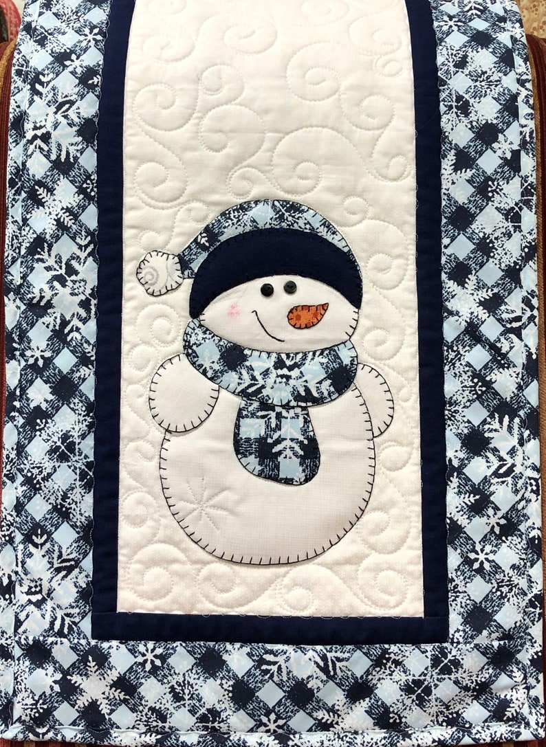 Floppy Hat Snowman Applique Table Runner Pattern Digital Download PDF ...
