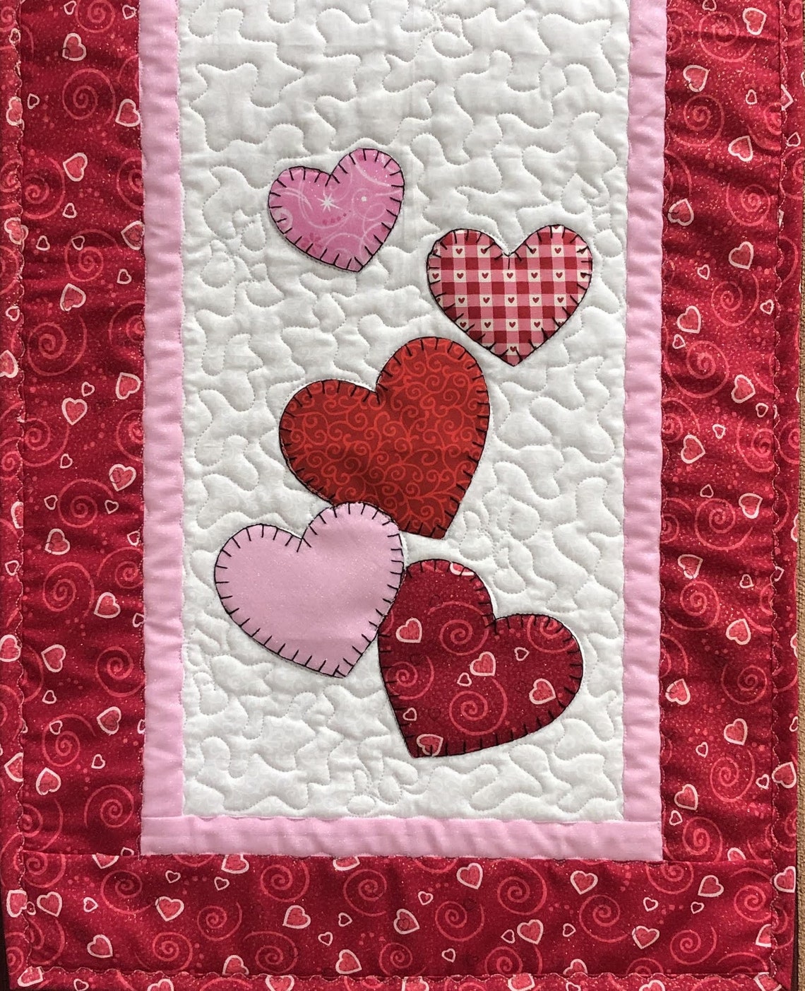 Hearts/valentines Applique Table Runner Pattern PDF Digital Download - Etsy