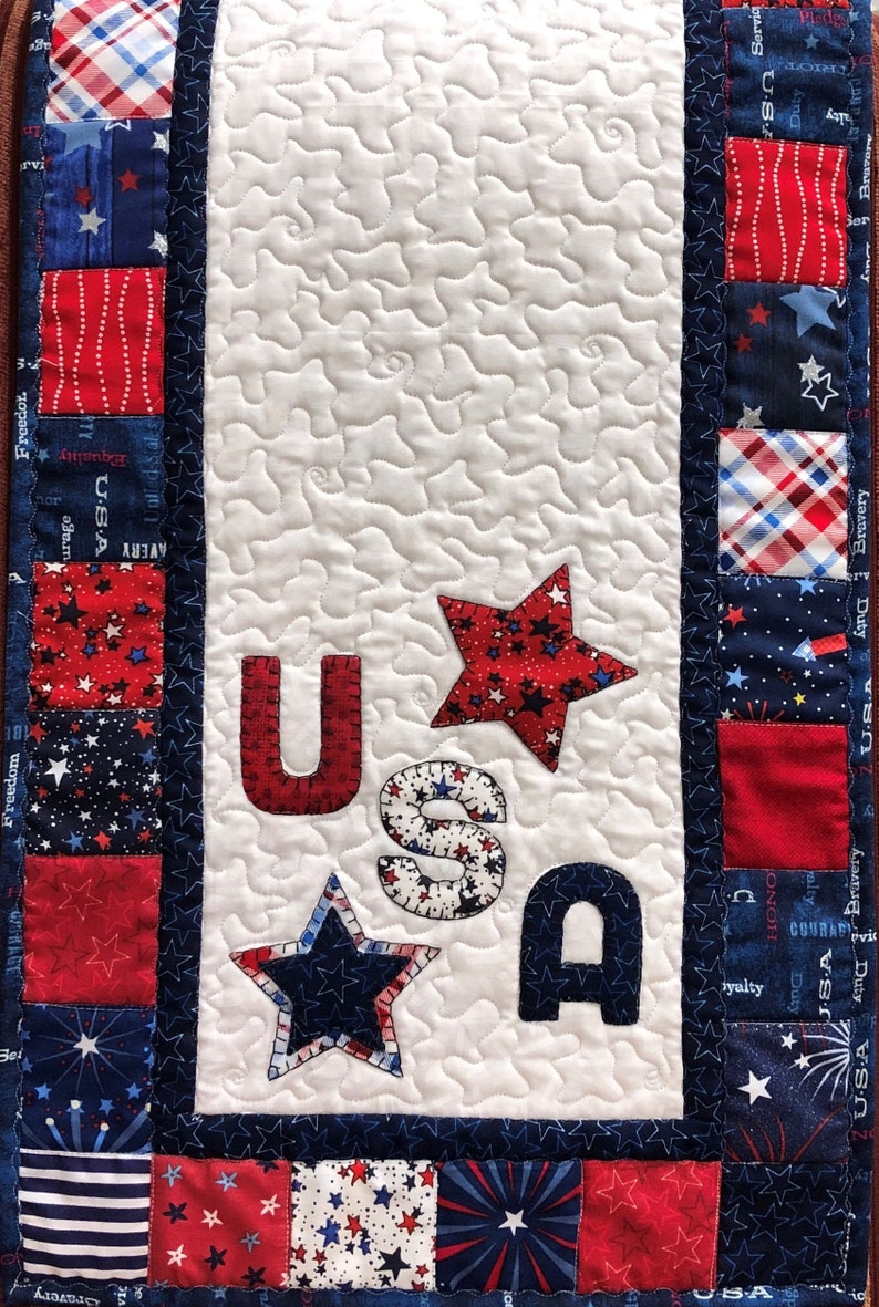 USA Patriotic Applique Table Runner Pattern PDF Digital Download - Etsy