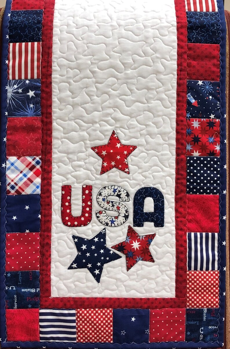 USA Patriotic Applique Table Runner Pattern PDF Digital Download - Etsy
