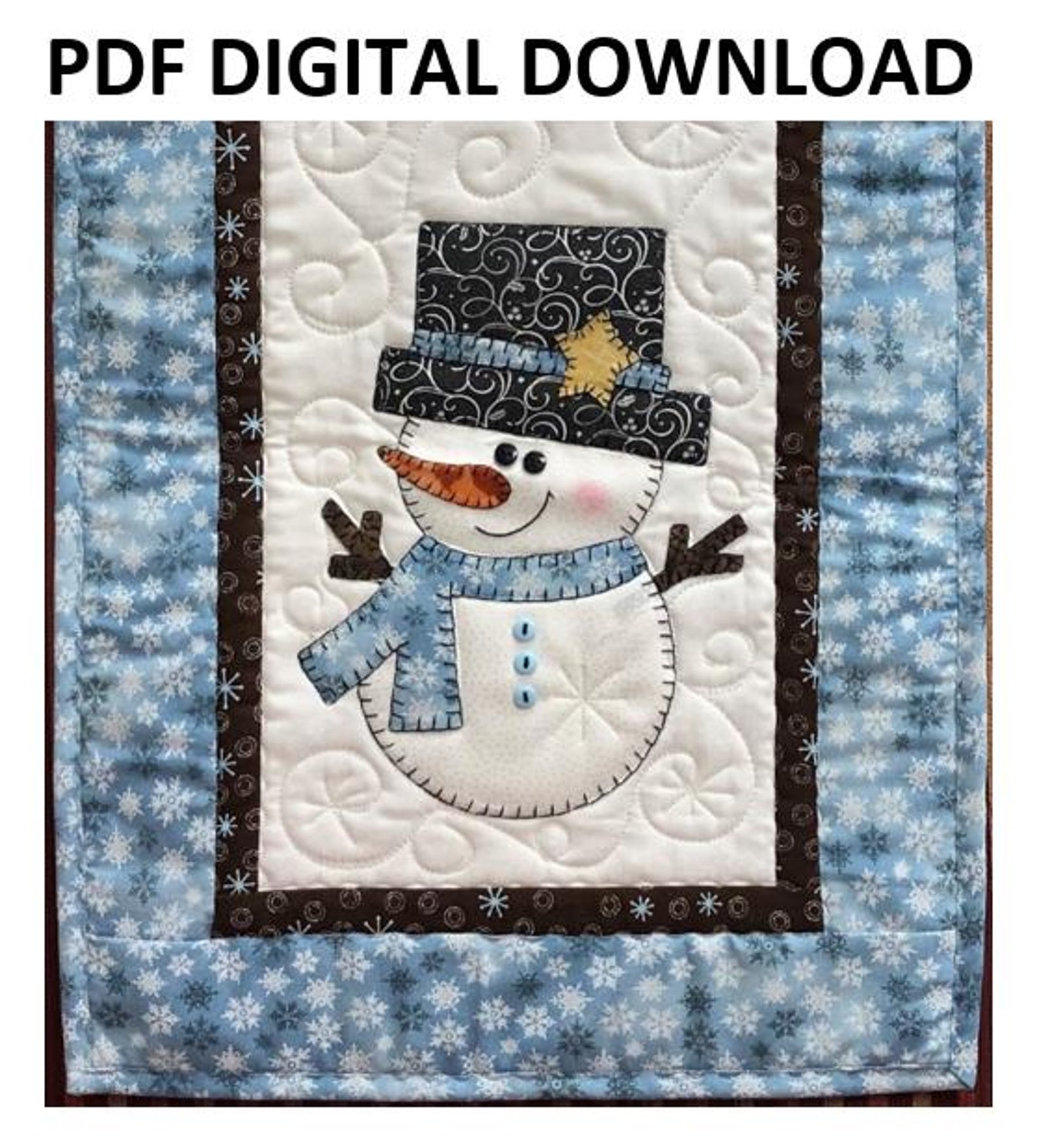 Top Hat Snowman Applique Table Runner Pattern Digital Download PDF - Etsy