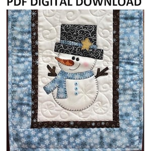 Top Hat Snowman Applique Table Runner Pattern Digital Download PDF