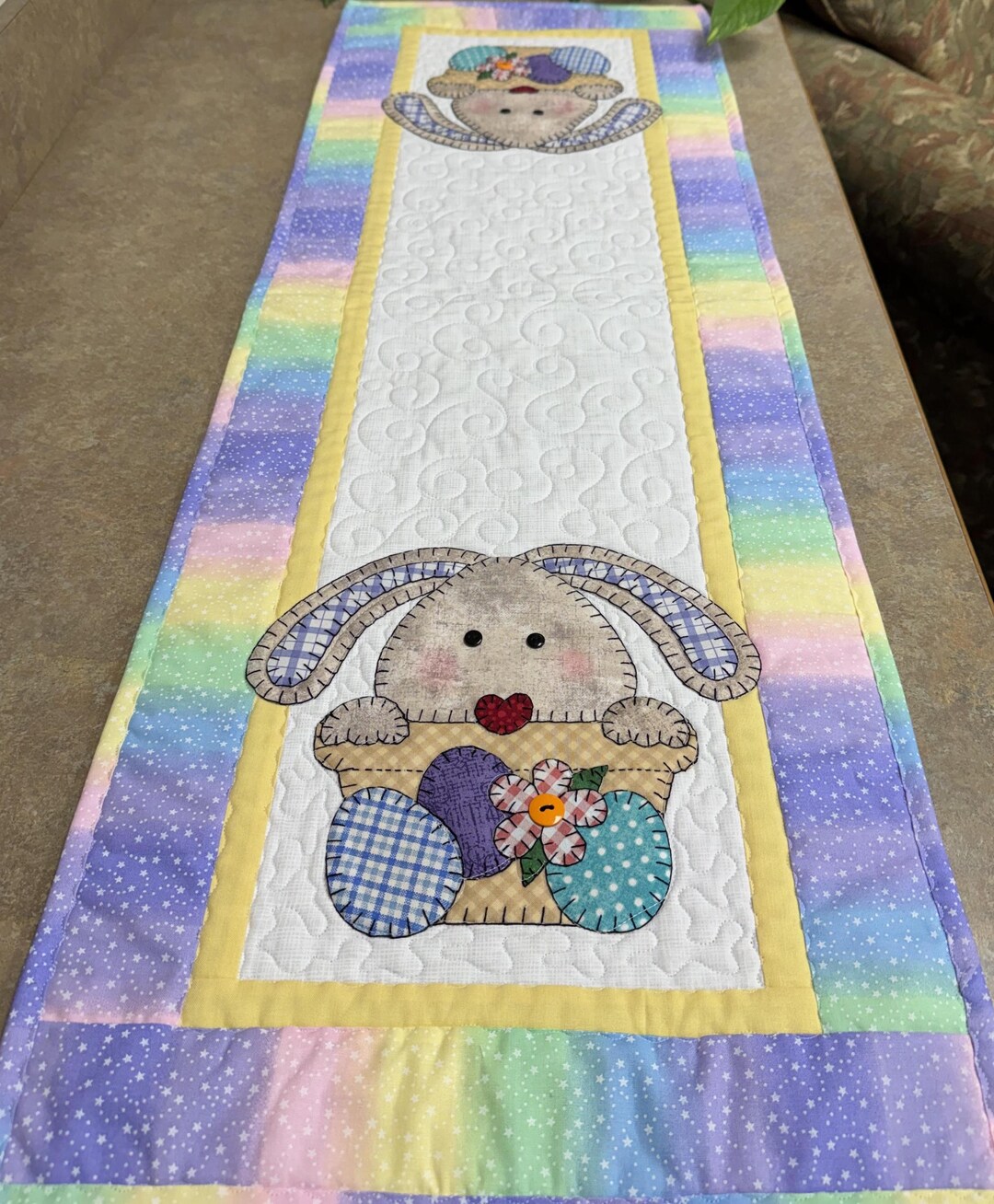 Easter Bunny Hand Applique Quilted Table Runner - Etsy