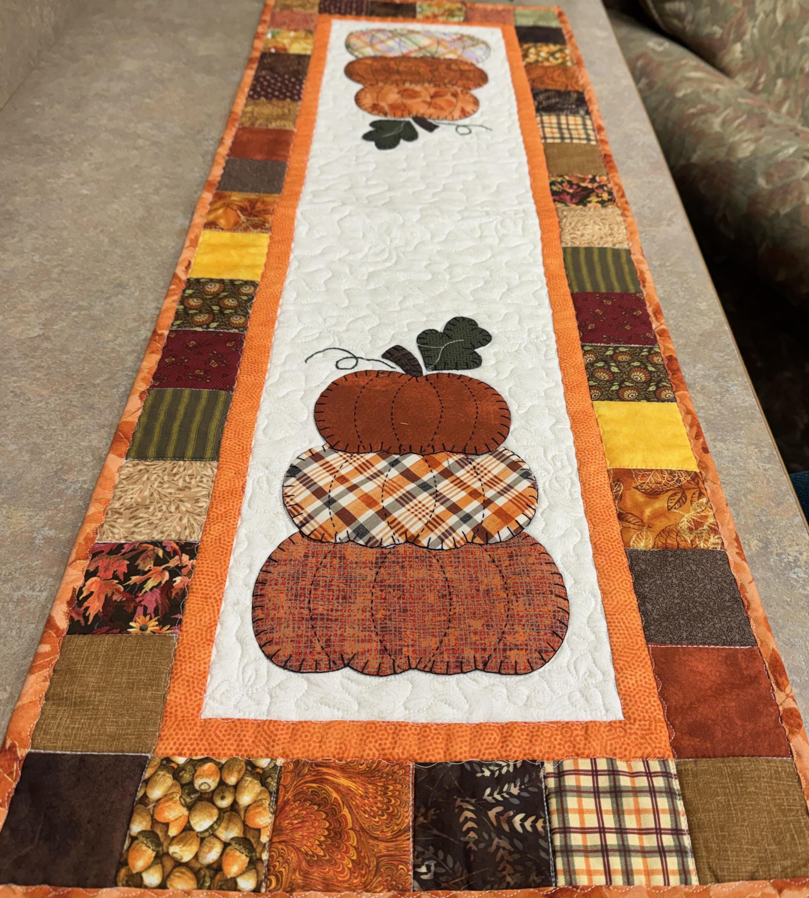 Stacked Fall Pumpkins - Hand Applique Quilted Table Runner - Etsy