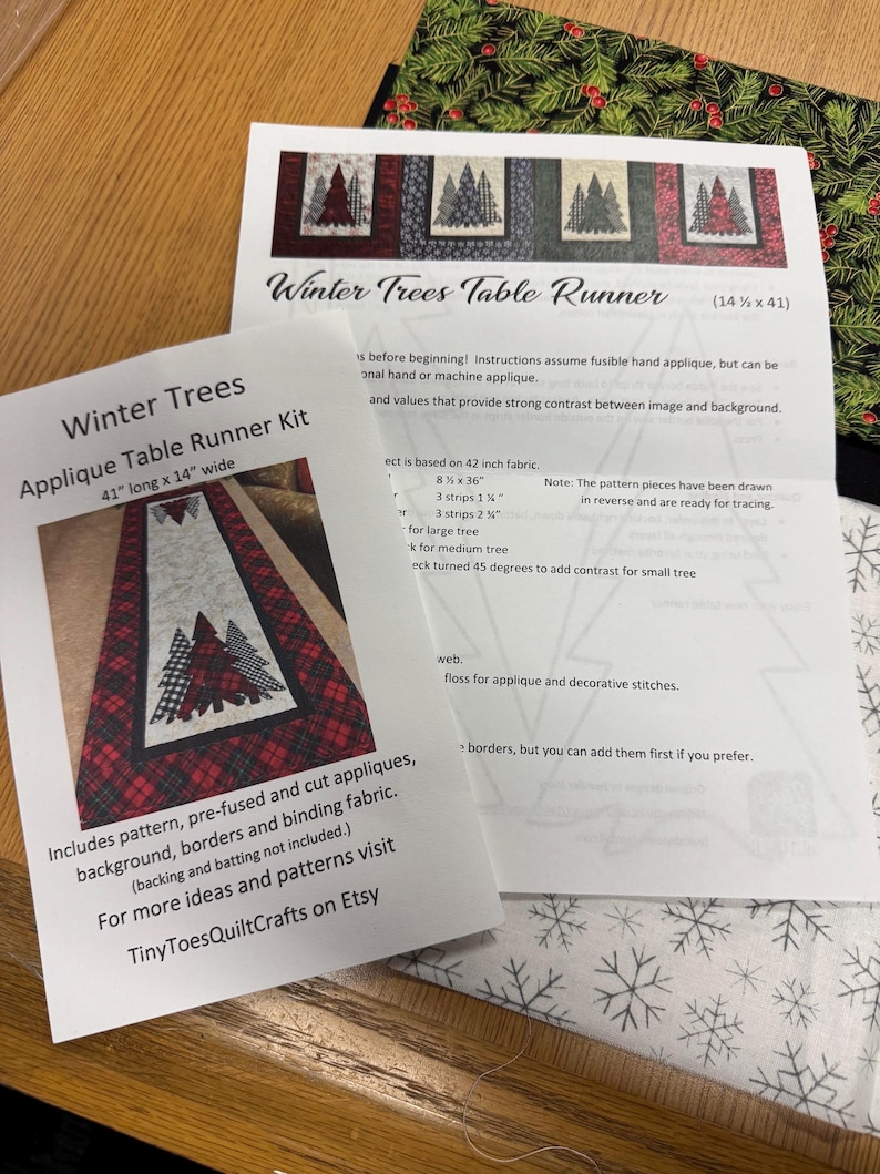 Winter Trees Applique Table Runner Kit - Etsy