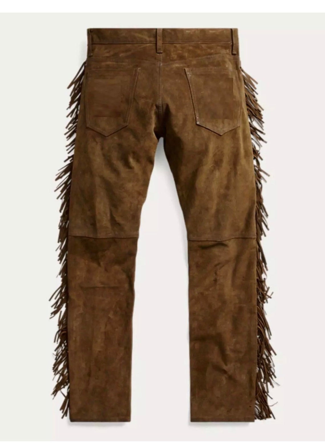 Mens Leather Buckskin Bead Suede Pant Trouser Jeans Brown Etsy