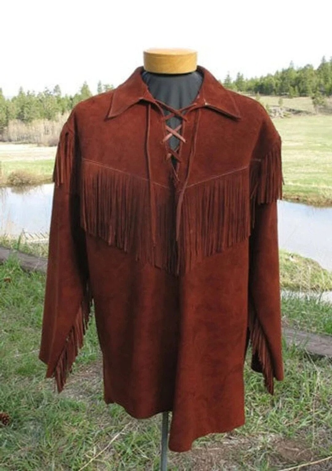 New Men Handmade Native American Mountain Man Buckskin Leather War