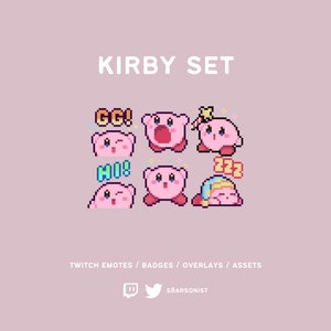 FREE kirby set | pixel twitch sub/bit badges | adorable badges & emotes for streamers