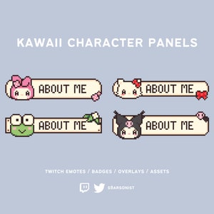 BIG SET kawaii character panels | pixel twitch channel panels | adorable panels and assets for streamers