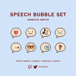 ANIMATED speech bubble set | pixel twitch sub/bit badges | adorable badges & emotes for streamers