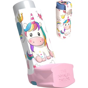Una la licorne - Étui pour inhalateur fait main - Housse pour inhalateurs pour l'asthme et la BPCO Ventoline, salbutamol, Turbohaler, Easi-Breathe et Easyhaler