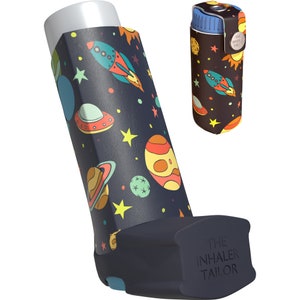 Space - Étui pour inhalateur fait main - Housse pour inhalateurs pour l'asthme et la BPCO Ventoline, salbutamol, Turbohaler, Easi-Breathe et Easyhaler