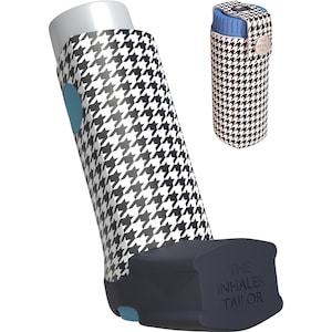 Houndstooth - Handmade Inhaler Case - Cover for Asthma & COPD Ventolin, Salbutamol, Turbohaler, Easi-Breathe and Easyhaler Inhalers