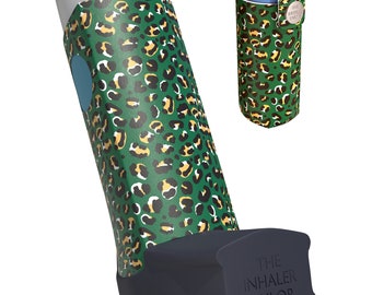 Grüner Leopard - Handgefertigte Inhalator Hülle für Asthma & COPD Ventolin, Salbutamol, Turbohaler, Easi-Breathe und Easyhaler Inhalatoren