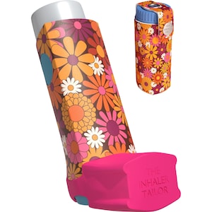 Flower Power - Étui pour inhalateur fait main - Housse pour inhalateurs pour l'asthme et la BPCO Ventoline, salbutamol, Turbohaler, Easi-Breathe et Easyhaler
