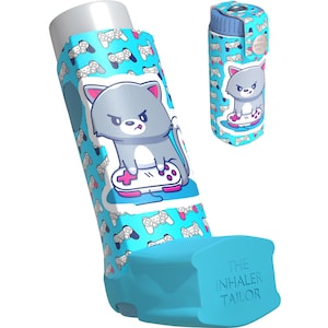 Cat Gamer - Handmade Inhaler Case - Cover for Asthma & COPD Ventolin, Salbutamol, Turbohaler, Easi-Breathe and Easyhaler Inhalers