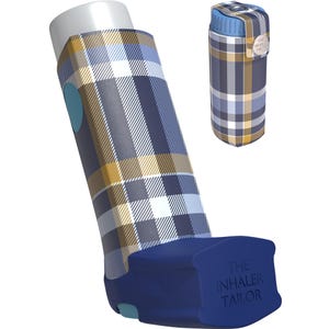 Navy Tartan - Handmade Inhaler Case - Cover for Asthma & COPD Ventolin, Salbutamol, Turbohaler, Easi-Breathe and Easyhaler Inhalers