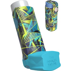 Neon Geometric - Handmade Inhaler Case - Cover for Asthma & COPD Ventolin, Salbutamol, Turbohaler, Easi-Breathe and Easyhaler Inhalers