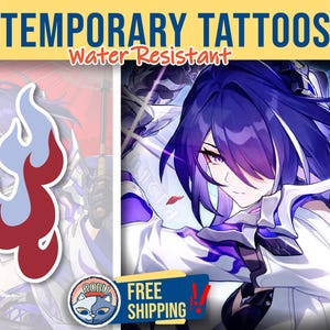 Acheron Temporary Tattoo | cosplayer tattoo | Fake Tattoo | Cosplay | Costume | Halloween | HSR Cosplay | Honkai Star Rail