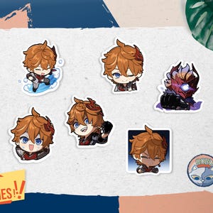 Pegatinas de Genshin Impact Childe - Pegatinas de vinilo brillantes e impermeables Pegatinas para botellas / pegatinas para portátiles / pegatinas de regalo / Paquete de pegatinas