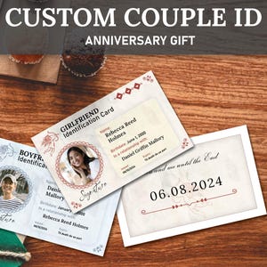 Licença de identificação de casal | Identificação de namorado | Identificação de namorada | Presente personalizado para casal