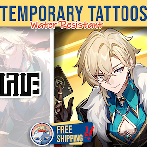 Aventurine Temporary Tattoo | cosplayer tattoo | Fake Tattoo | Cosplay | Costume | Halloween | HSR Cosplay | Aventurine Neck Tattoo