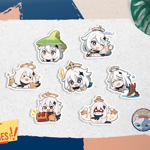 パイモン Genshin Impact ステッカー - ビニール製光沢防水ステッカー ボトルステッカー | ノートパソコンステッカー | ギフトステッカー | ステッカーバンドル