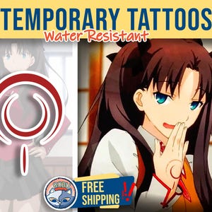 May include: Image advertising temporary tattoos, with the text "TEMPORARY TATTOOS Water Resistant." It shows a cartoon character with brown hair and blue eyes, and a red and white design. A banner says "FREE SHIPPING."