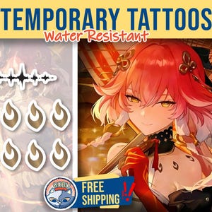 Changli Temporary Tattoo | cosplayer tattoo | Fake Tattoo | Cosplay | Costume | Halloween | Wuwa Cosplay | Changli Tacet Mark