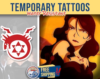Lust Temporary Tattoo | cosplayer tattoo | Fake Tattoo | Cosplay | Costume | Halloween | Full metal Alchemist | FMAB | Homunculus