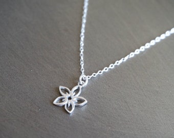 Silver Plumeria Flower Necklace • Hawaiian jewelry  • Gift for Women • Mom Gift • Personalized Gifts