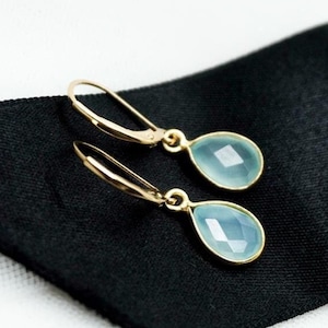 GEMSTONE TEARDROP EARRINGS- Elegant Earrings with Gold-Filled Setting - Available in Lever Back and French Hook Closure - for any occasion