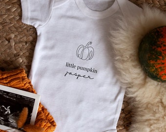 Little Pumpkin Baby Grow | Personalised Baby Grow, My first Halloween Baby Grow, Halloween baby grow, Custom name baby grow