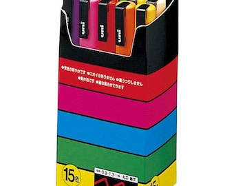 Uni Posca Marqueur à noyau rond fin 15 couleurs Set PC-3M Mitsubishi Pens