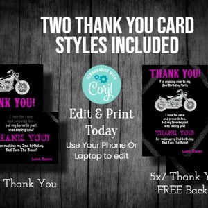 Bad Two The Bone Birthday Thank You | Instant Download | 3.5x7 & 5x7 | Two Styles
