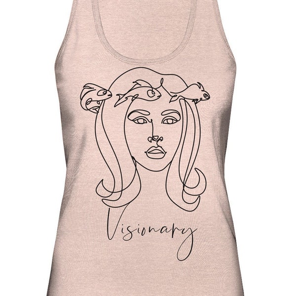 Visionary Organic Tank-Top, Divine Feminine, LGBTQ, Feminist, Women Empowerment, Hebamme, Doula, Mama, Tante, Artist, Künstler, Line drawing