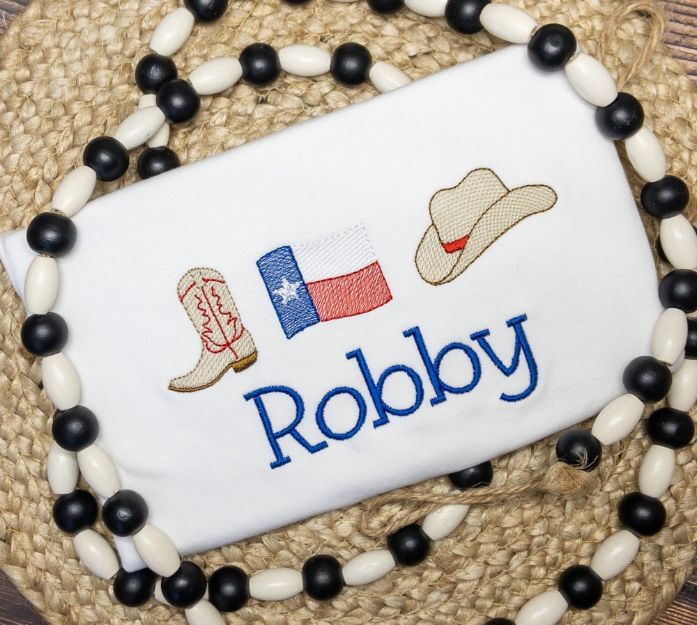 Texas Embroidered Shirt/Western Shirt/Boot Kid Shirt/Cowboy Hat Shirt/Rodeo Shirt/Embroidered Shirt/Cowboy Shirt/Texas Rodeo Shirt