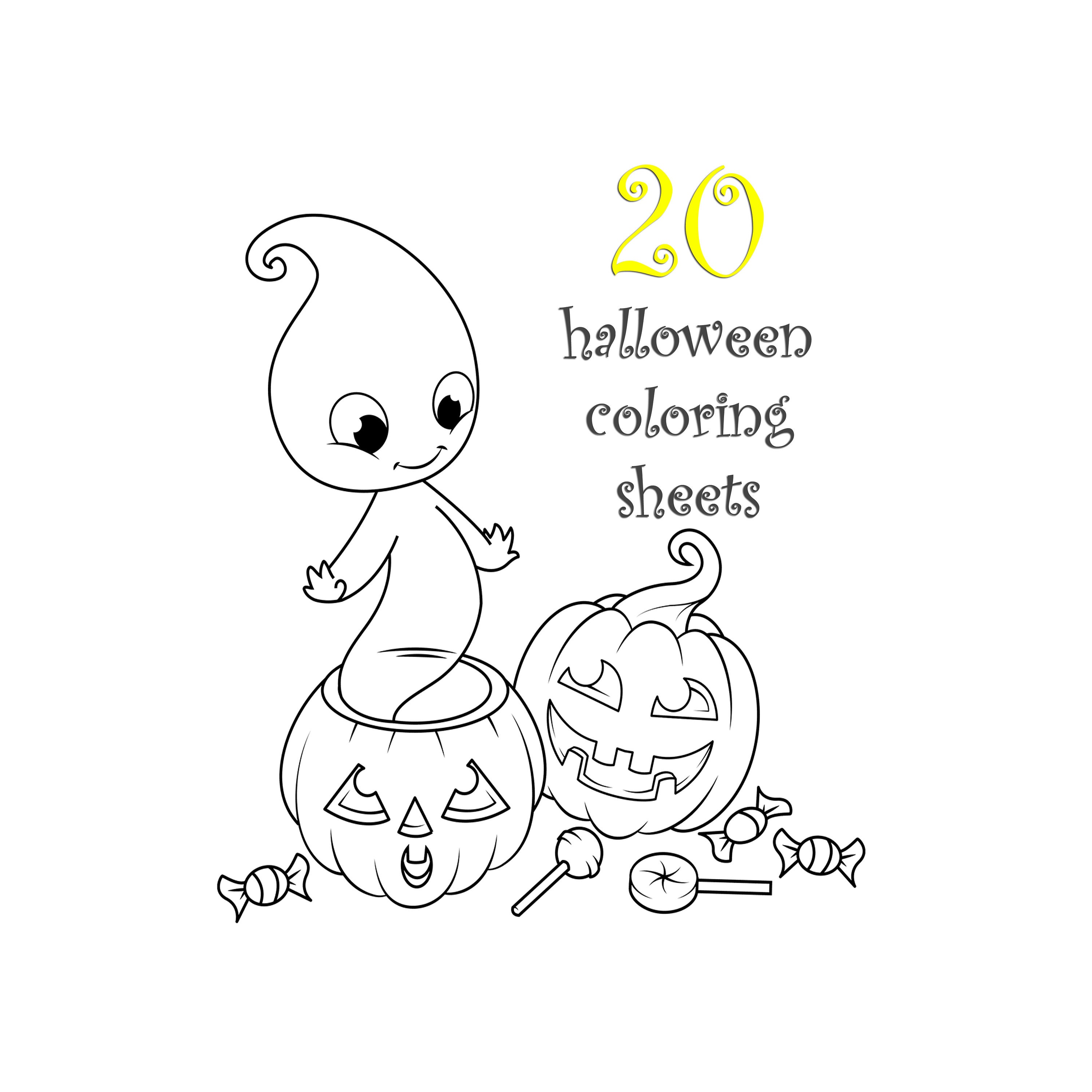 20 Pages of Cute Halloween Coloring Sheets A4 - Etsy