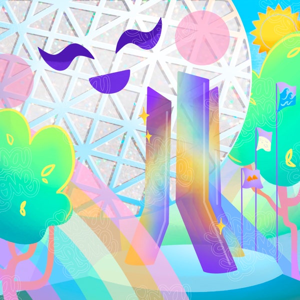Rainbow Sunshine Art Print - Inspired by EPCOT’s Spaceship Earth