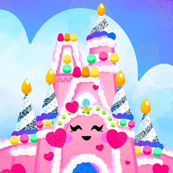 Pink Birthday Cake Castle Art Print - Inspired by Cinderella Castle’s 25th Pink Birthday Cake