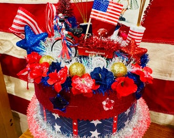 Patriotic Americana Assemblage: 4th of July Trike & Wagon Decoration