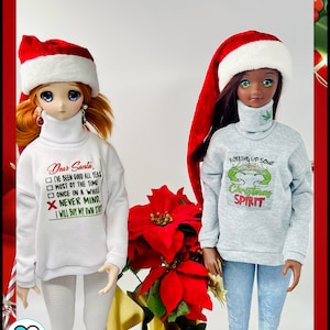 SD BJD Christmas Graphic Turtlenecks for Smart Doll/Dollfie Dream/DDS/Mdd & Others