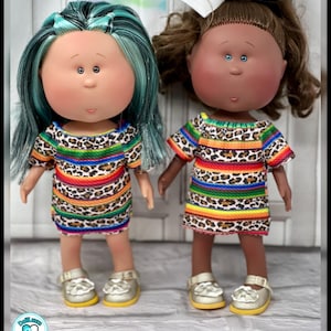Nines d’Onil Mia Doll 12” Rainbow Cheetah Peasant Dress Nines dOnil