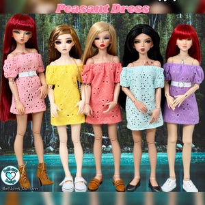 MSD BJD Eyelet Peasant Dress for Minifee/Youpla Dolls 1:4 Scale Dolls