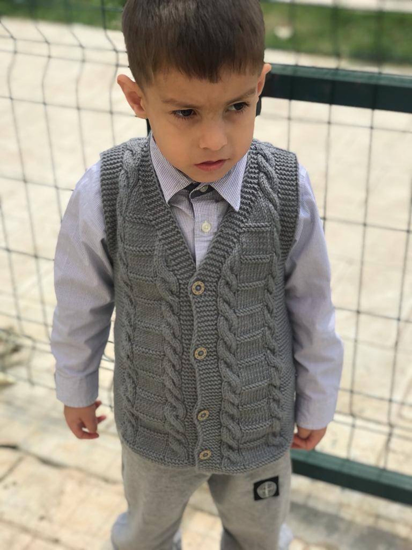 Knitted Baby Boy Vest Braided Vest Sleeveless Top Handmade Etsy