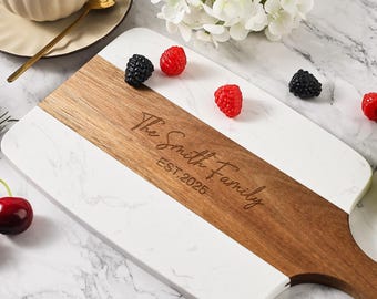 Personalisiertes Schneidebrett, Hochzeitsgeschenk, individuell graviertes Charcuteriebrett, Marmor-Charcuteriebrett, Housewarminggeschenk, Küchengeschenk