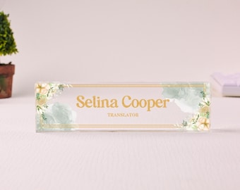 Personalized Name Desk Plaque,Acrylic Name Plate for Desk,Custom Name Sign,Teacher Name Plate,Office Decor,Office Gifts for Boss Coworkers