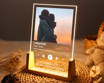 Personalisierte Foto Musik Nachtlicht Plakette, Benutzerdefinierte Rahmen, Monthers Geschenk, Schlafzimmer Dekor Lampe, Benutzerdefinierte LED Nachtlicht, Geschenk für Sie