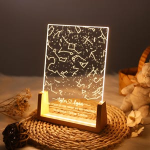 Carte des étoiles personnalisée par veilleuse date, lampe de carte constellation personnalisée, cadeaux pour couples, cadeaux de fiançailles, cadeau d'anniversaire pour elle